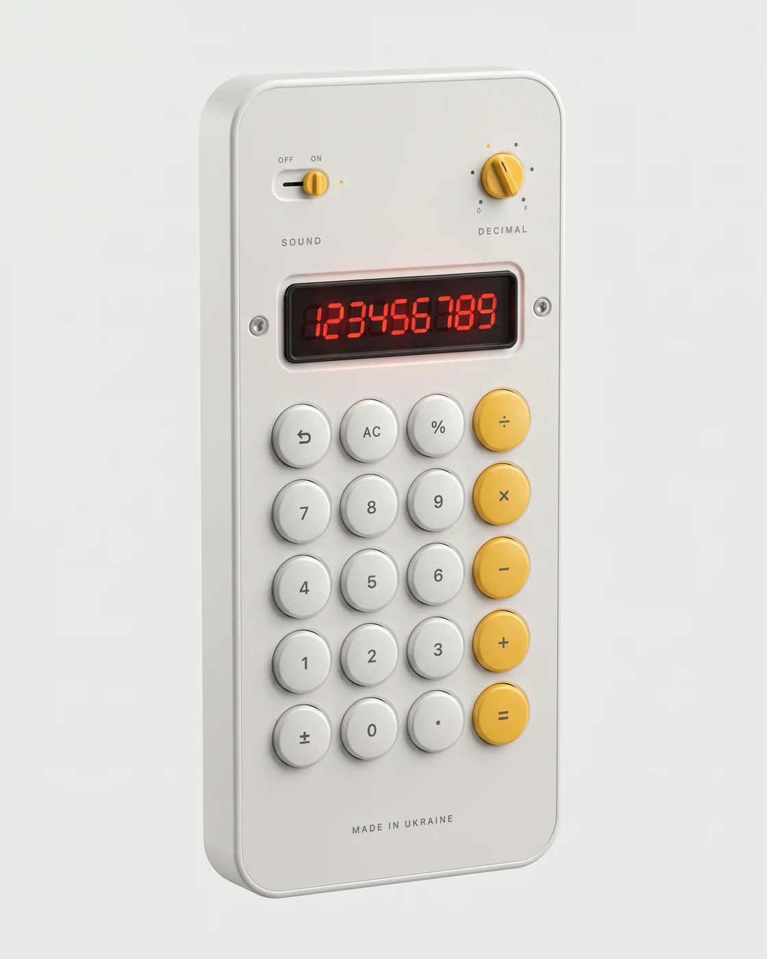 Calculator, calculator for iphone, seen from the front at an angle