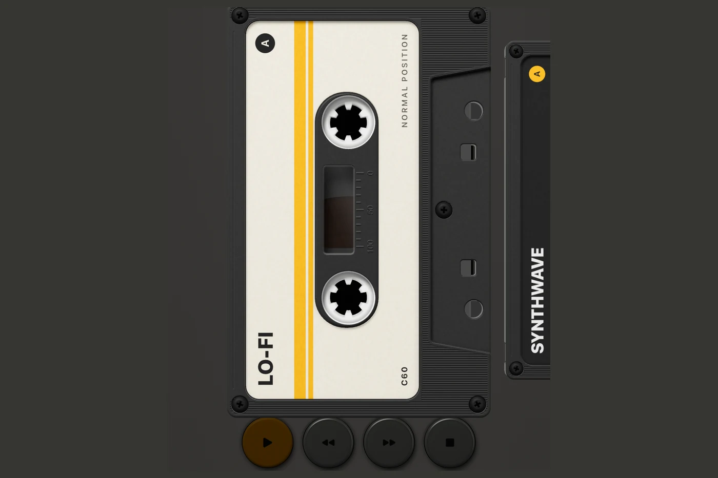 Seven tapes on the shelf