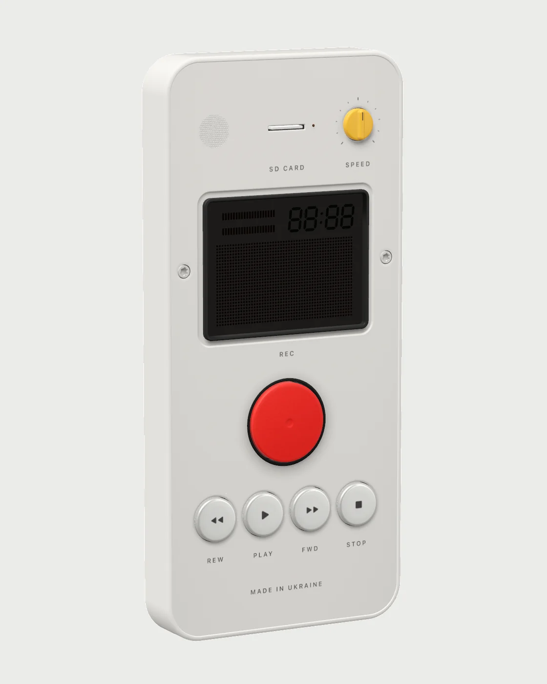 Recorder, voice recorder for iphone, seen from the front at an angle
